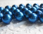 Royal blue freshwater pearl, potato pearl 6-7mm partial strand, 11 inches