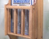 Magazine literature holder wall mount solid wood Early American
