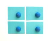 Wool Fridge Magnets Blue, Set of 4