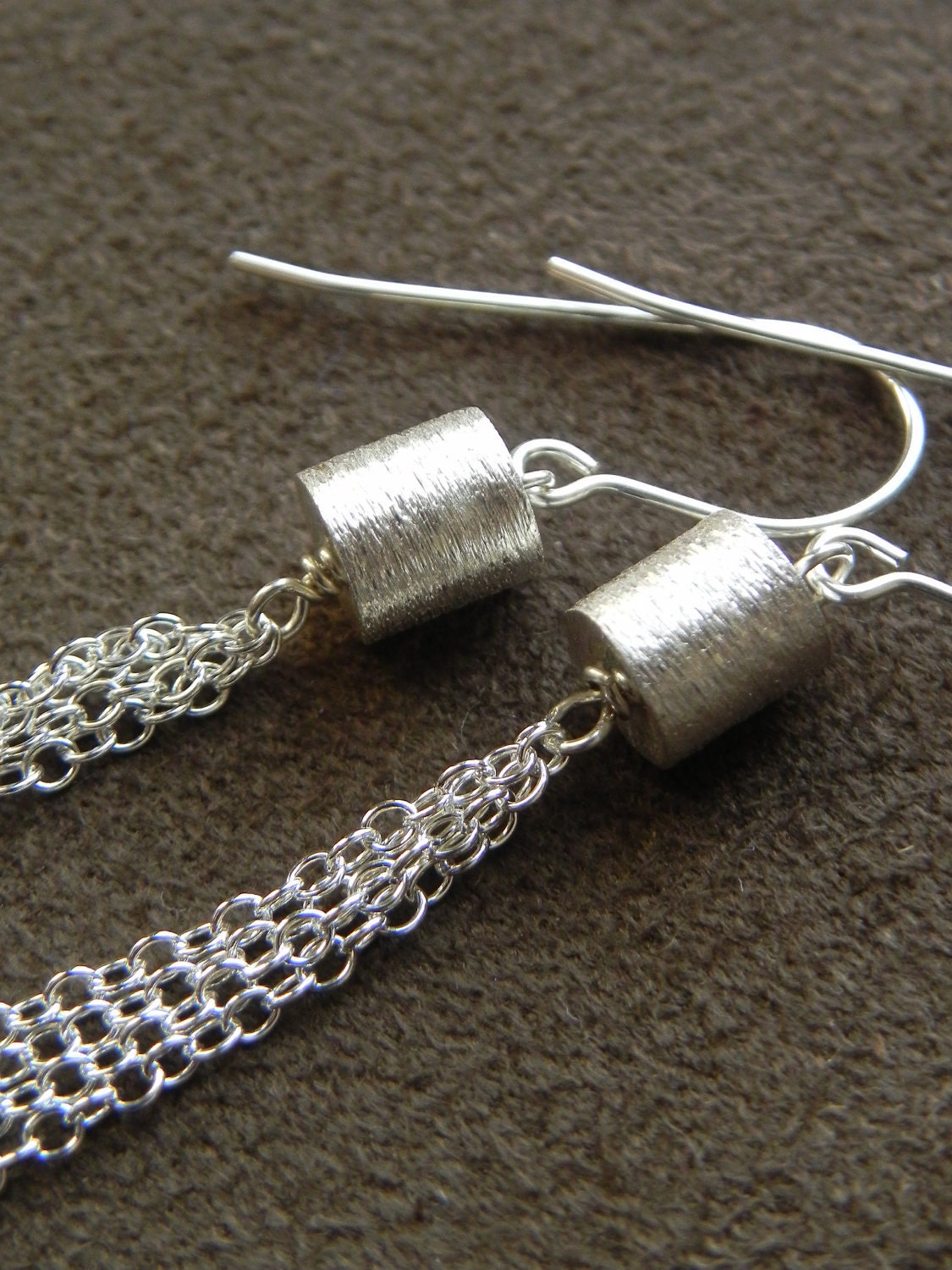 SALE  Brushed Sterling Silver Tassel Chain Statement Earrings SALE
