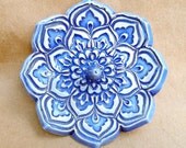 Cobalt Blue Ceramic Lotus Ring Holder Bowl