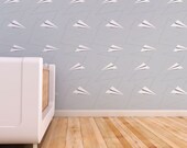 Paper Plane Fabric Children Wallpaper - Gray