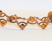 Bracelet with Copper and Topaz Swarovski Crystal, Magnetic Clasp