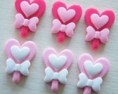 6 pcs Heart Lollipop Candy Cabochon (20mm27mm) CD312  2C Set