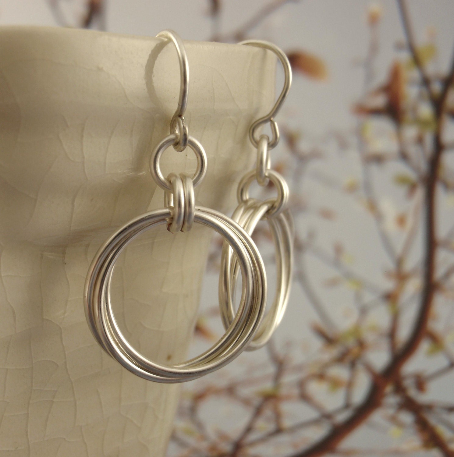 Large Linked Loops Sterling Silver Earrings -19mm Hoops - The Softer Side of Chainmaille - Non Tarnish Argentium