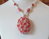 Valentine's Day Rose Bouquet  Polymer Clay Hemp Necklace