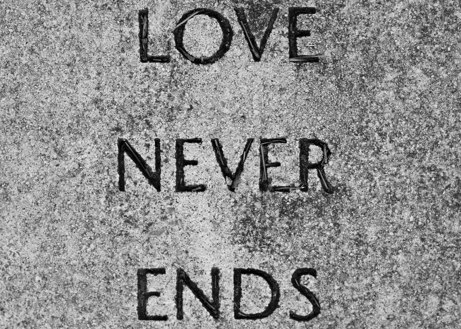 Inspirational Quote Photography. Church Yard Stone - Love Never Ends.