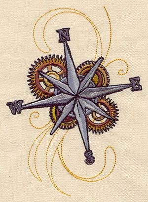 Steampunk Compass Rose embroidered feeding bib.