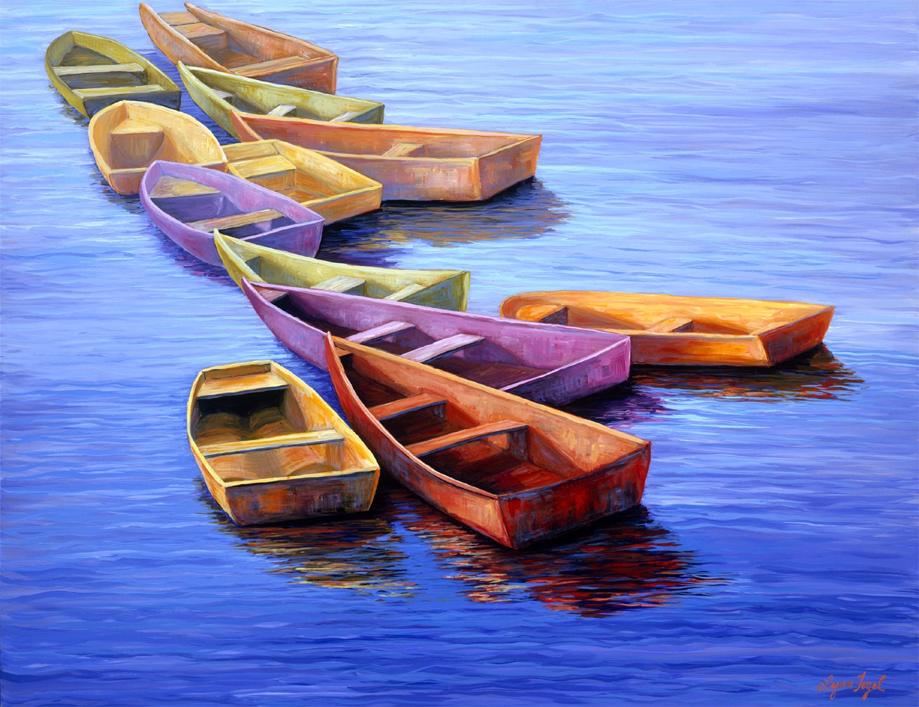 Boats, ocean, Print, 8 x 10 inch with double mat, sea, abstract, Nautical Prism in an imaginary journey