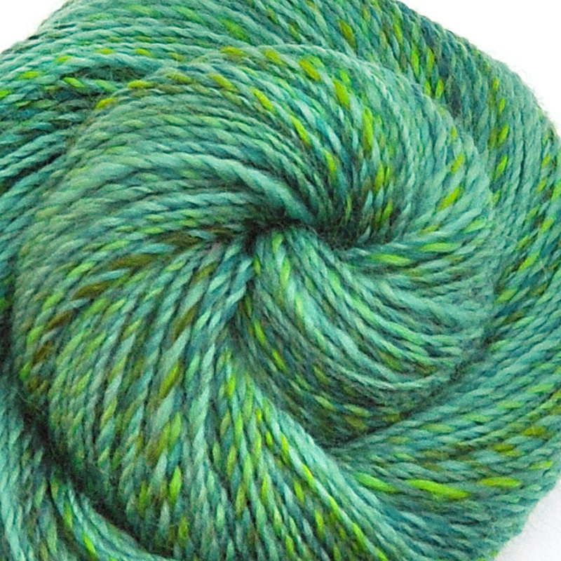 Hand spun yarn - AQUARIUM - Handpainted Superwash wool, worsted weight, 220 yards
