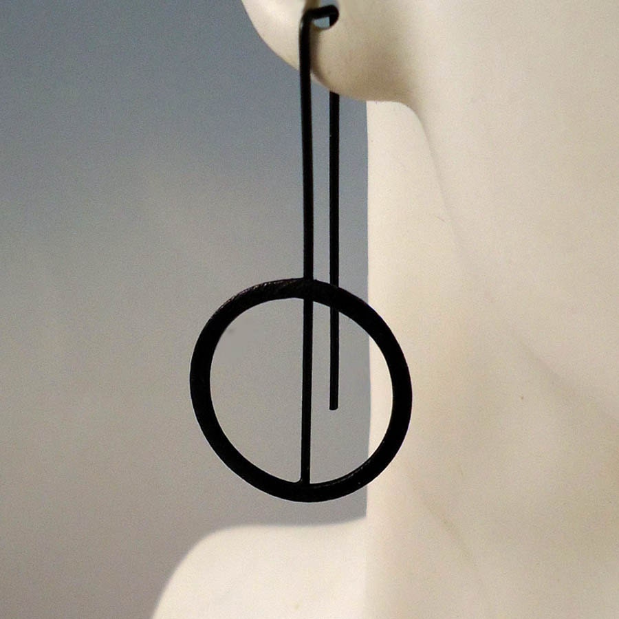 Recycled Silver Earrings - Contemporary, Geometric - FREE shipping