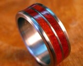 Titanium Wedding Ring- Double Manzanita Inlay