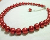 Red Glass Pearl Necklace