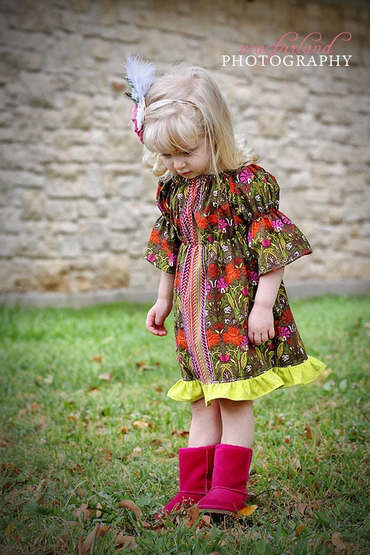 Autumn Fun Peasant Dress - Sizes 0/3m to girls 12