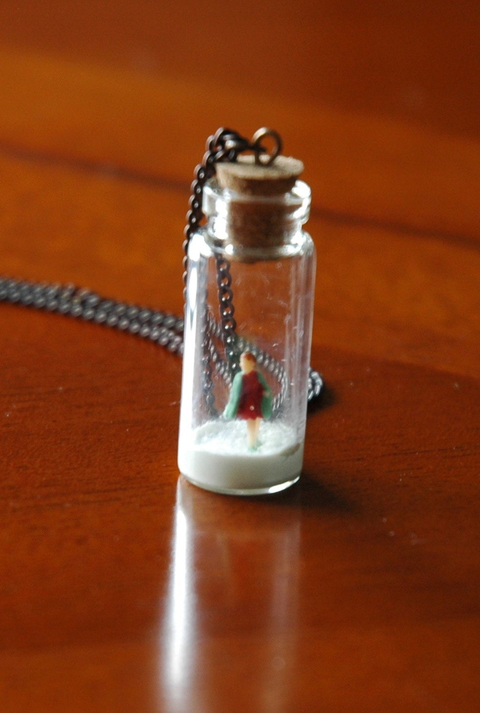 Winter Diorama Necklace - Woman in Green Cape