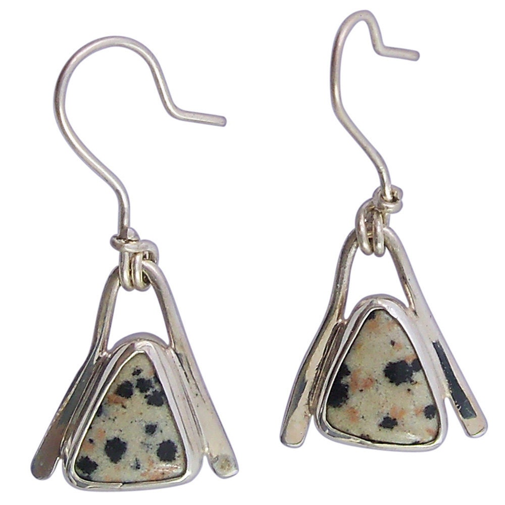 Dalmatian Jasper Earrings Set in Sterling Silver  edald1760
