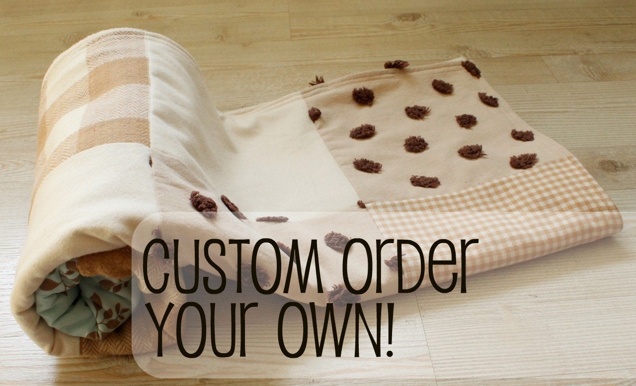 Custom Quilt. Custom Order Your Own. Organic. Vintage. Crib, Play, Lap, Stroller or Crib. You Choose The Fabrics.