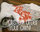 Custom Order For Caitlin. Chevron Inspired Baby, Toddler, All Ages Quilt & Owl/Chickadee Dreamcatcher Mobile