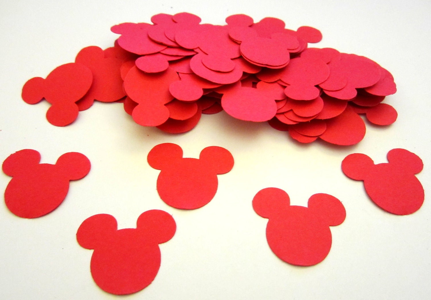 100 Mickey Ears RED Paper Piecing Embellishment Scrapbooking Confetti Cutouts