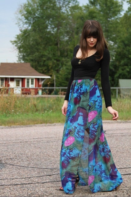 m3s sheer chiffon floral skirt
