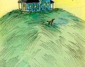 Original ACEO Painting -- House on the hill