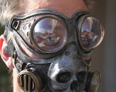 Steampunk Froggle Goggle and Skull gas mask combo set cosplay