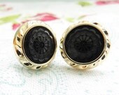 Free Shipping - Vintage Gold Buttons Earrings-
