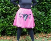 CUSTOM uterus skirt, size small to plus size 4X, hand-made-to-order in your size and choice of vintage fabrics