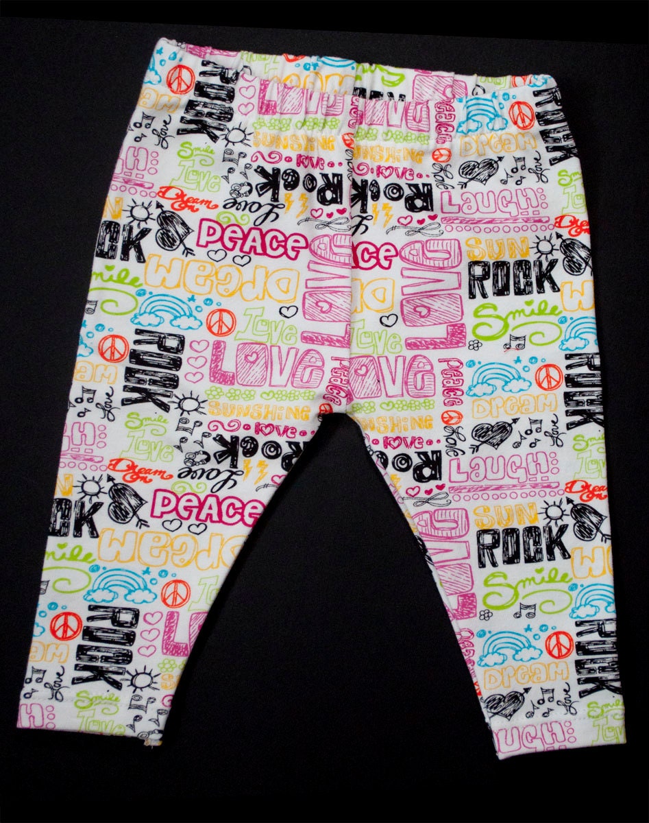 Baby Leggings- Peace, Love, Rock