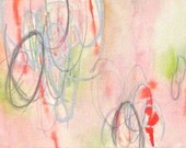 Original Abstract Watercolor Painting- Organic forms- Pink- Pastel