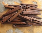Mykonos Greek Ceramic Beads - 10 MILK CHOCOLATE Skinny Spike Beads