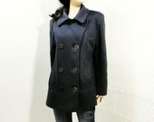 SALE 60s Jacket 1960s Vintage Pea Coat Navy Wool Size M / L