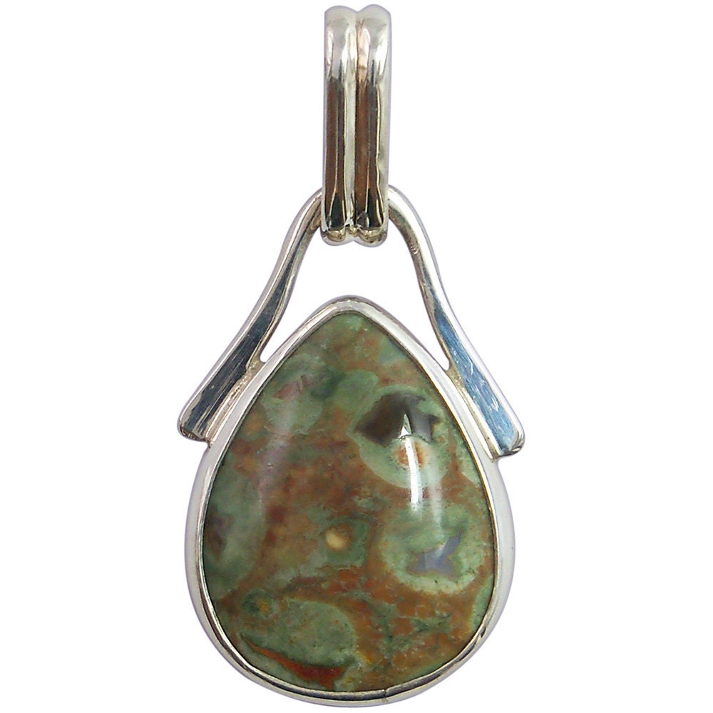 Pendants Rainforest Jasper Pendant Set in Sterling Silver  prfjf1627