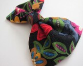 Corduroy Hair Bow . Hair Clip . Calico . Bright . Floral . Folk Art . Holiday . Saturated