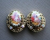 Dresden Couple Setting Pin Up Rockabilly Hollywood Glamour Vintage Earrings Made in W Germany
