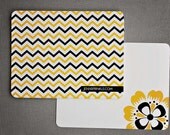 Set of 10 notecards with envelopes - Green & Gold