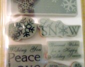 Winter Collage Rubber Cling Stamps by TPC Studio-FREE SHIPPING