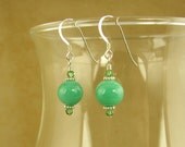 Green Chrysoprase Bead Dangle Earrings