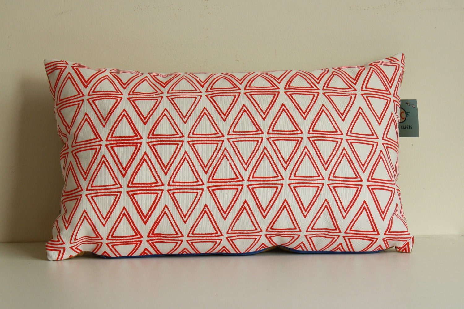 Tri Tri Again - stacked triangle repeat pattern organic screenprinted pillow