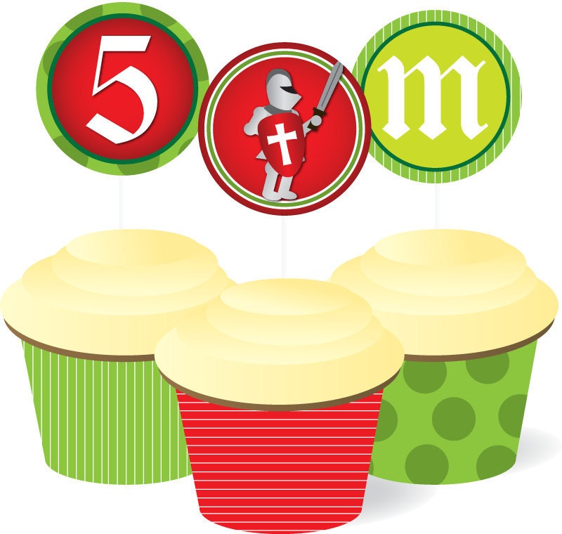 Knights and Dragons Birthday Party Cupcake Package