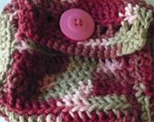Personalized Wristlet and Heart Charm Ruby Pink, Rosey Pink and Brown