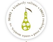 Floral Pear 1.5" Round Return Address Sticky