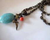 Whimsical vintage bird charm necklace