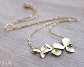 Orchid Flowers Gold Necklace