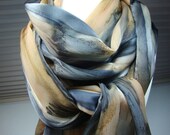 Black Antelope Jaguar Handpainted Silk Scarf