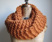 Super Snuggly Chunky knit cowl Apricot. Muted Orange.