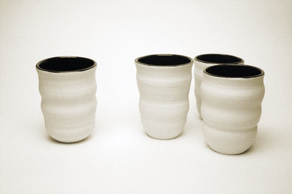 Black and White Porcelain "Wave" Cups