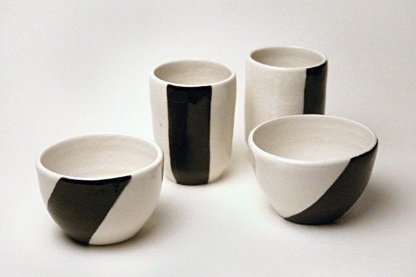 Porcelain Black Line Cups