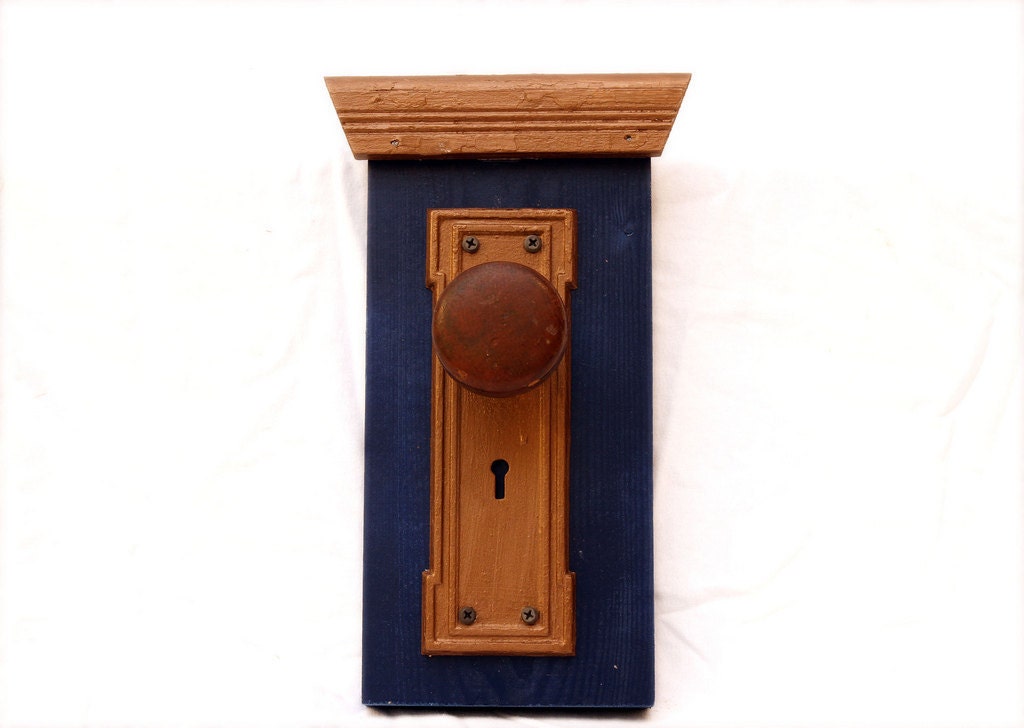 Blue Wooden Door Knob Coat Hook