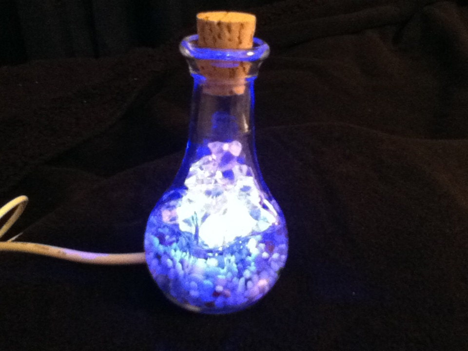 Genie Bottle - Crystals - LED Light - USB Powered